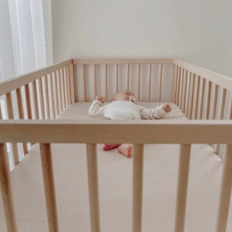 Home Lab | Linen Fitted Cot Sheet, Latte