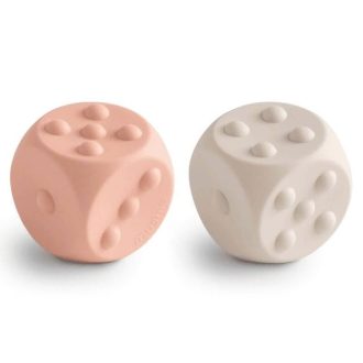 Mushie | Dice Press Toy Blush/Shifting Sand (2-pack)