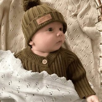 Little B's Nursery | Ribbed Baby Beanie, Olive