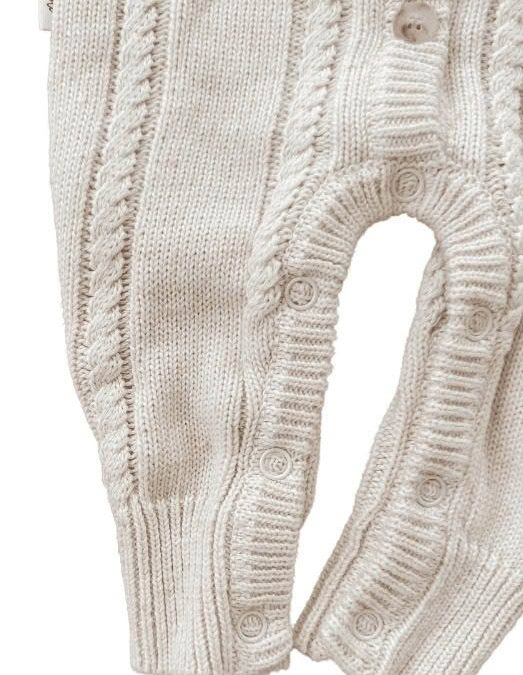 Ziggy Lou | Classic Knit Romper, Biscotti Fleck - Image 3