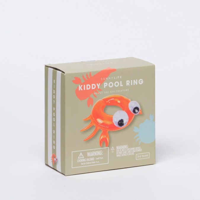 SUNNYLiFE | Kiddy Inflatable Pool Ring, Sonny the Sea Creature Neon Orange - Image 8
