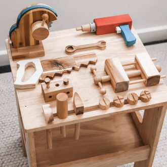 Qtoys | Wooden Work Bench and Tools