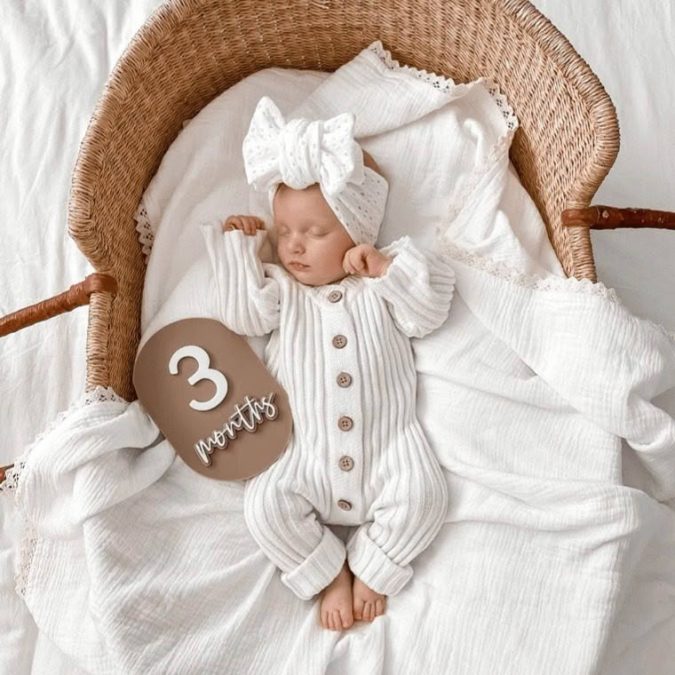 Little B's Nursery | Ribbed Romper, Milk - Image 5