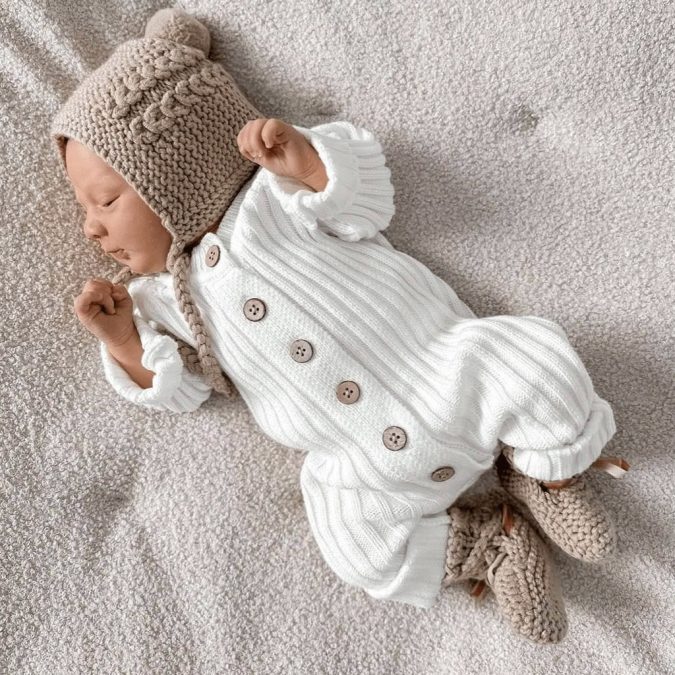 Little B's Nursery | Ribbed Romper, Milk - Image 3