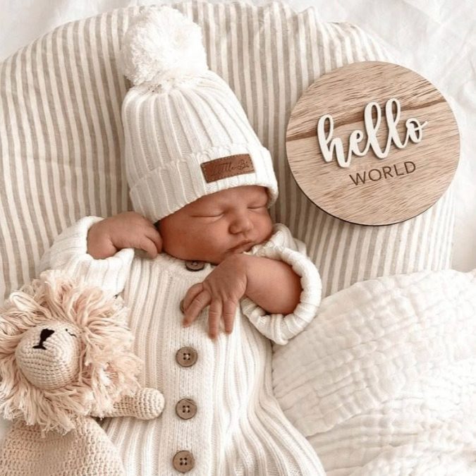 Little B's Nursery | Ribbed Baby Beanie, Milk - Image 5