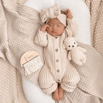 Little B's Nursery | Ribbed Romper, Honey Milk