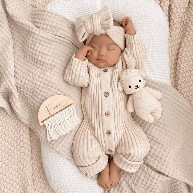 Little B's Nursery | Ribbed Romper, Honey Milk