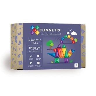 Connetix Magnetic Tiles | 24 Piece Rainbow Mini Pack