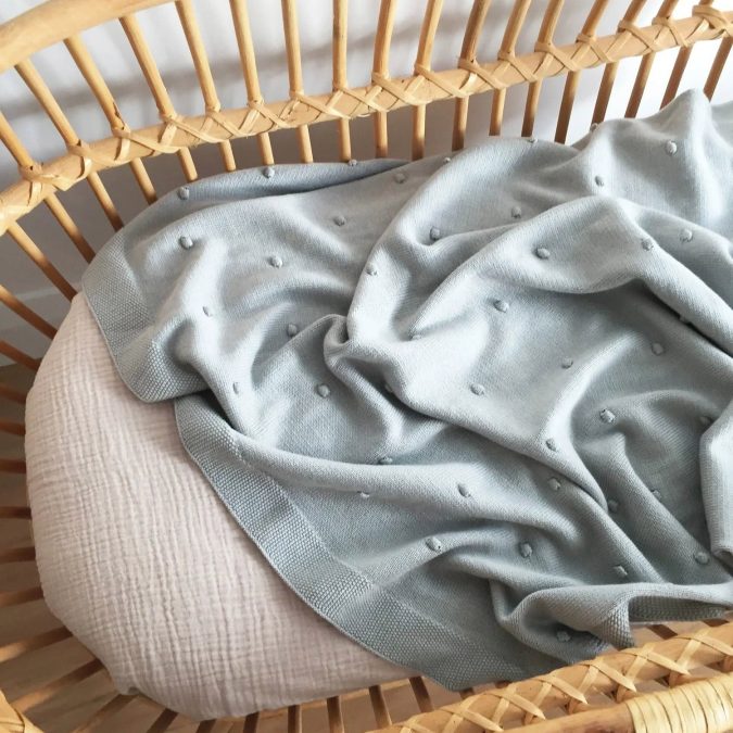Over the Dandelions | Billie Organic Blanket, Sea - Image 2