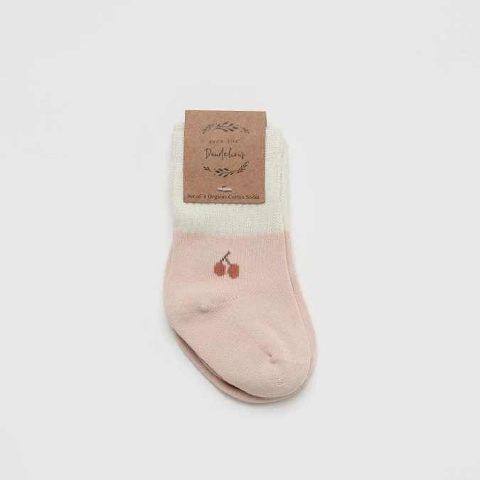 Over the Dandelions | Baby Socks, Cherry (2 Pack) - Image 2