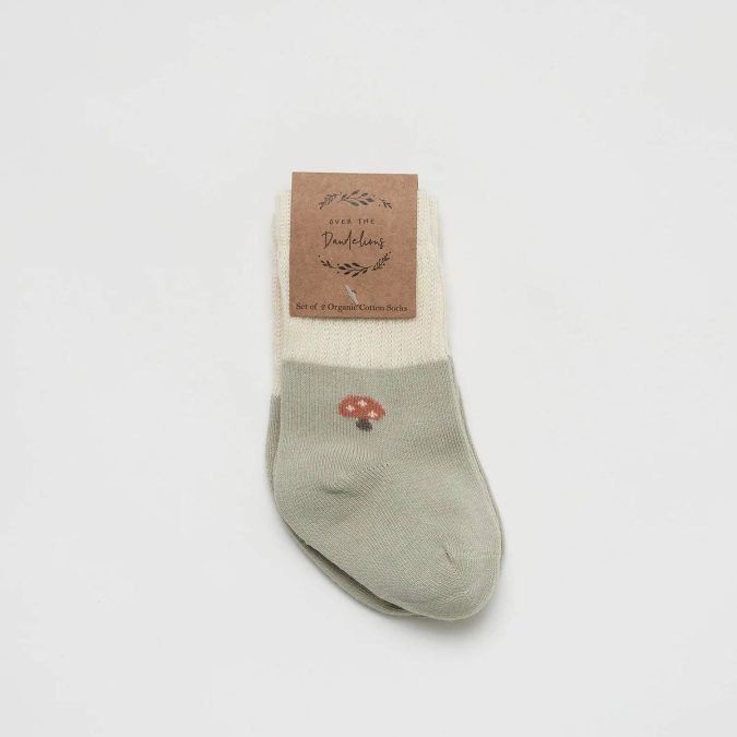 Over the Dandelions | Baby Socks, Mushroom (2 Pack) - Image 2