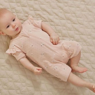 Aster & Oak | Pointelle Zip Romper, Petal