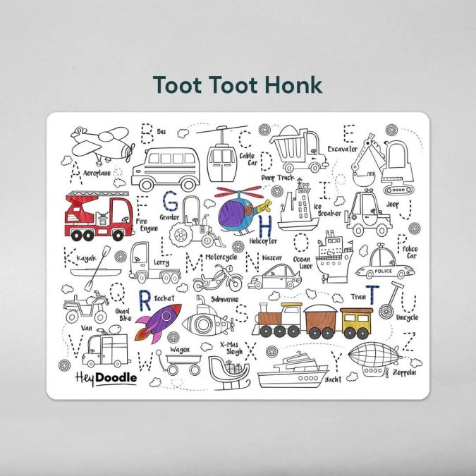 HeyDoodle | Reusable Colouring Mat, Toot Toot Honk (Large) - Image 3