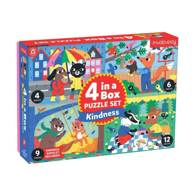 Mudpuppy | 4-in-a-Box Puzzle Set, Kindness