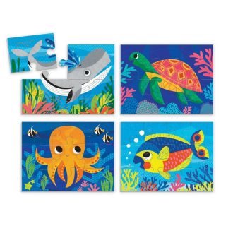 Mudpuppy | 4-in-a-Box Puzzle Set, Ocean Friends