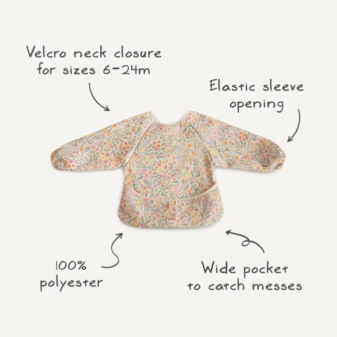 Mushie | Long Sleeve Bib, Pastel Blooms - Image 5
