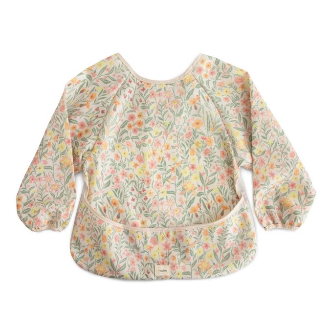 Mushie | Long Sleeve Bib, Pastel Blooms