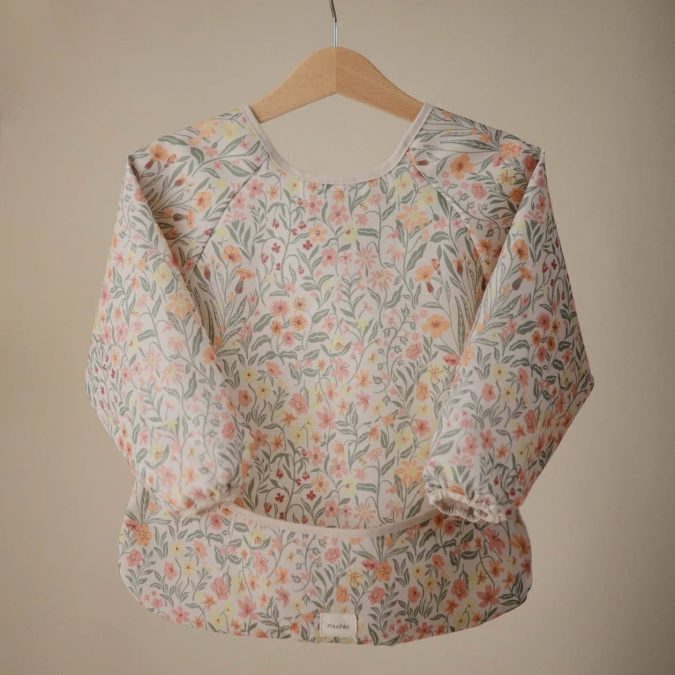 Mushie | Long Sleeve Bib, Pastel Blooms - Image 4