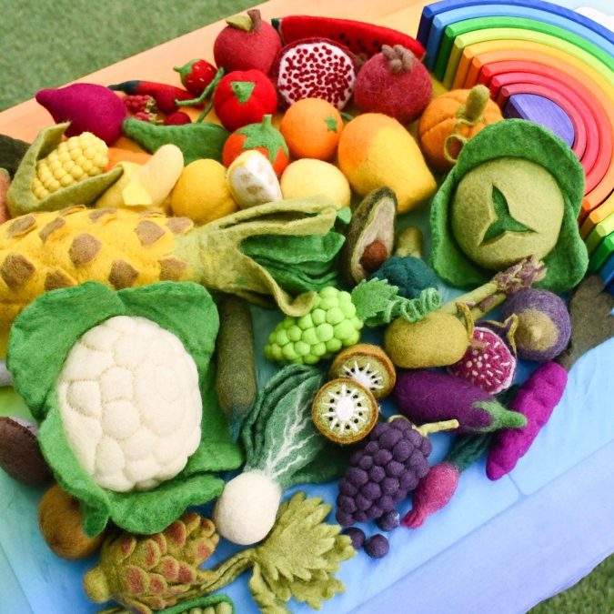 Tara Treasures | Felt Vegetables and Fruits Play Set A (14pc) - Image 3