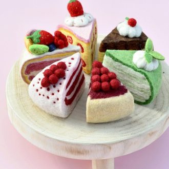 Tara Treasures | Felt Play Food, Boysenberry Cheesecake Slice