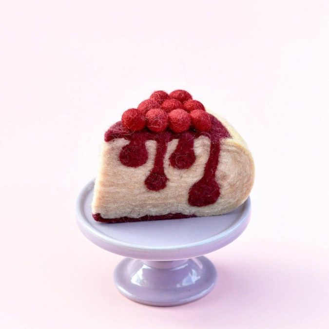 Tara Treasures | Felt Play Food, Boysenberry Cheesecake Slice