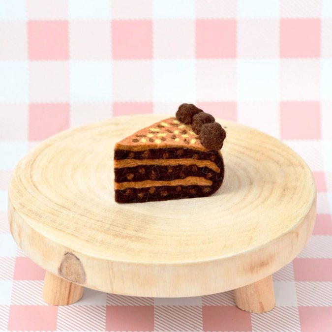 Tara Treasures | Felt Play Food, German Chocolate Cake Slice