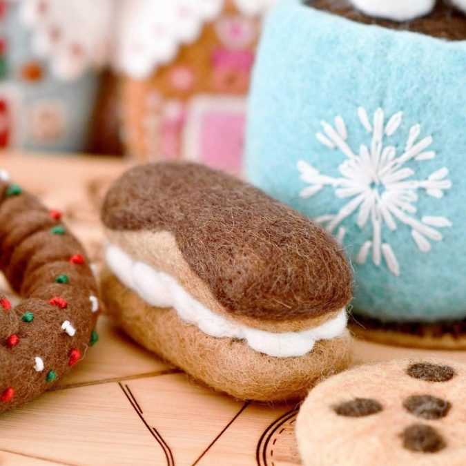 Tara Treasures | Felt Play Food, Chocolate Eclair - Image 3