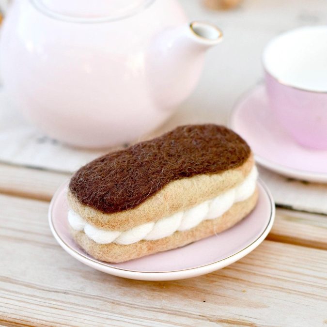 Tara Treasures | Felt Play Food, Chocolate Eclair - Image 4