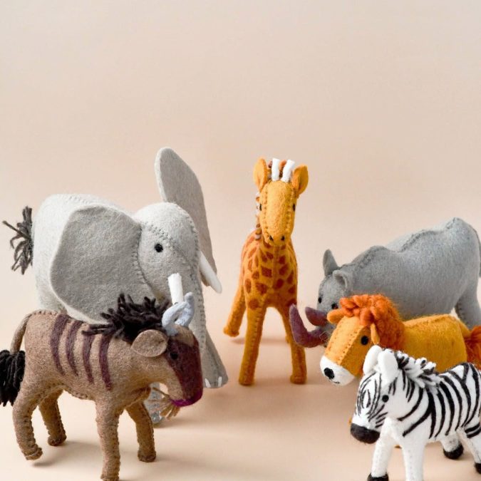 Tara Treasures | Felt Play Toys, Safari Animal Set (6pc)