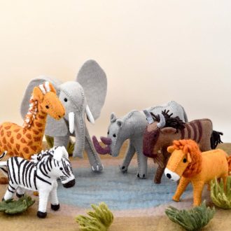 Tara Treasures | Felt Play Toys, Safari Animal Set (6pc)
