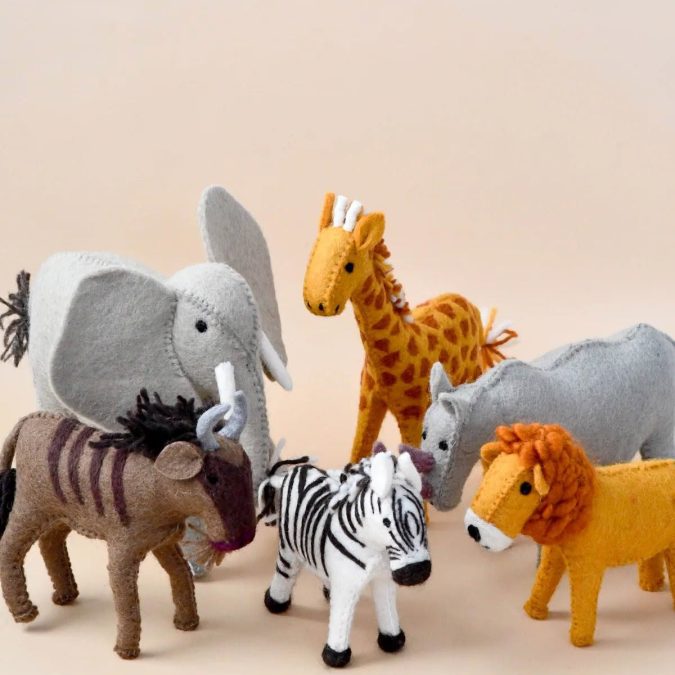 Tara Treasures | Felt Play Toys, Safari Animal Set (6pc) - Image 3