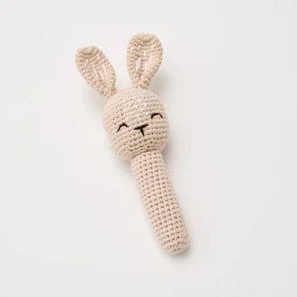 Over the Dandelions | Crochet Bunny Rattle, Sand