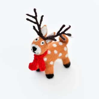 Tara Treasures | Felt Christmas Toy or Decoration, Reindeer with Red Scarf