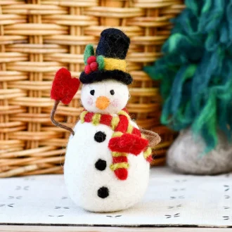 Tara Treasures | Felt Christmas Decoration, Snowman with Tophat
