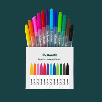 HeyDoodle | Fine Tip Markers (12 Pack)