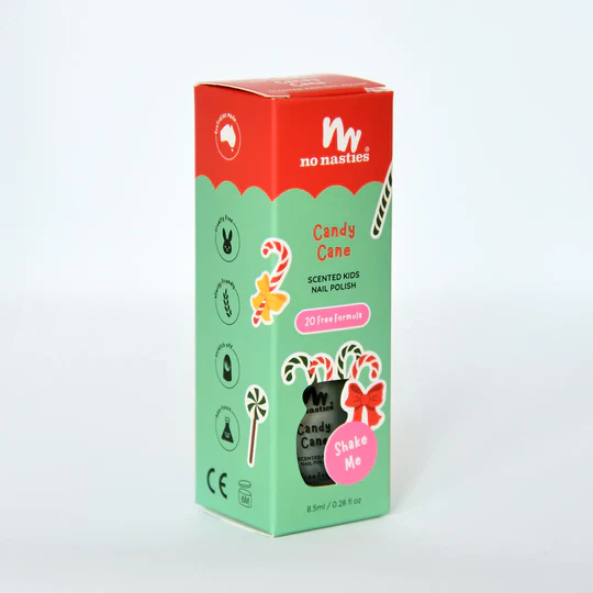 No Nasties | Kids Scented Nail Polish, Candy Cane - Christmas Limited Edition - Image 2