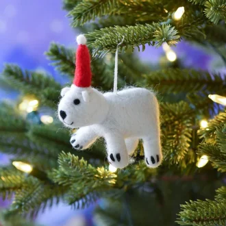 Tara Treasures | Felt Christmas Decoration, Polar Bear Ornament