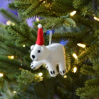 Tara Treasures | Felt Christmas Decoration, Polar Bear Ornament