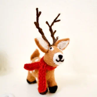 Tara Treasures | Felt Christmas Toy or Decoration, Reindeer with Red Scarf