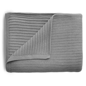 Mushie | Knitted Ribbed Baby Blanket, Gray Melange