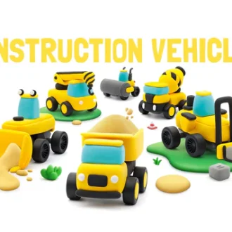 HEY CLAY | Construction Vehicles Set, 6 Cars