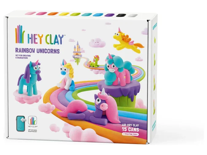 HEY CLAY | Rainbow Unicorns Set, 6 Characters