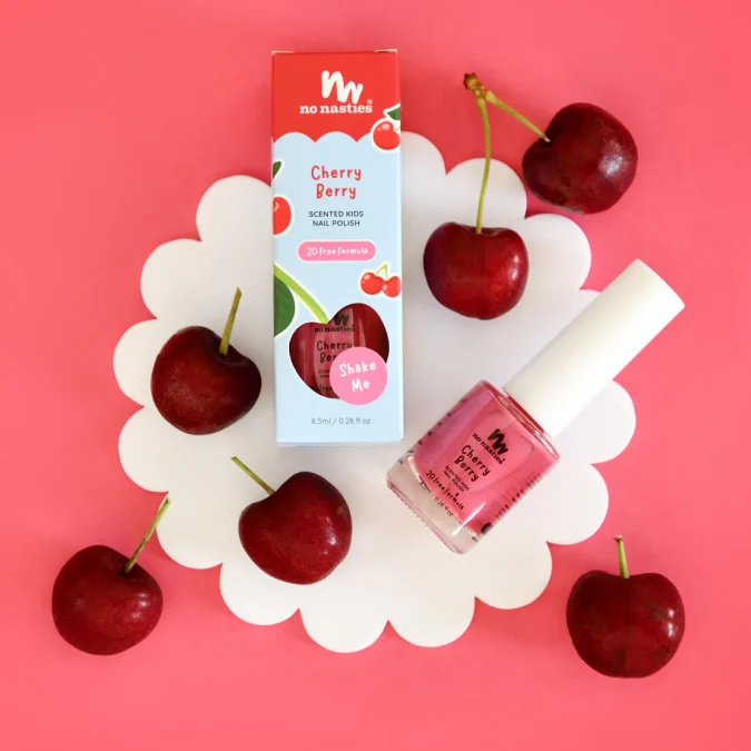 No Nasties | Kids Scented Nail Polish, Cherry Berry - Image 2