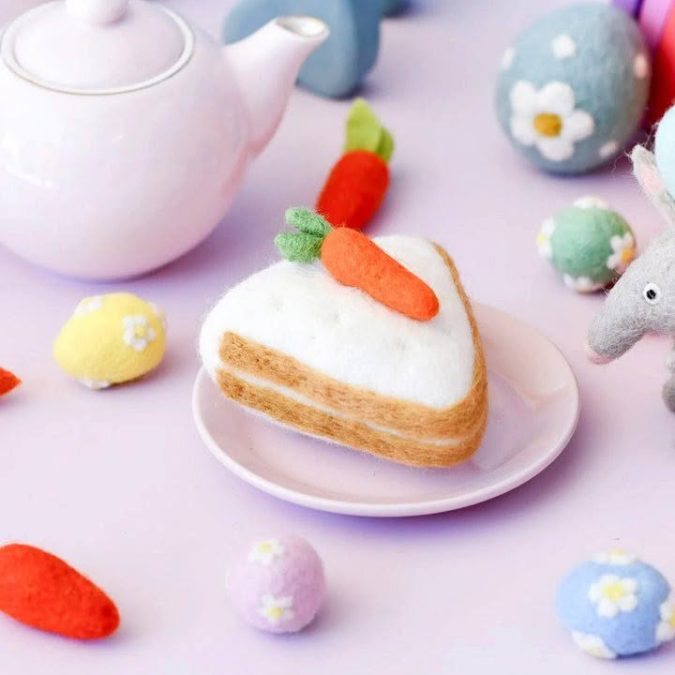 Tara Treasures | Felt Play Food, Carrot Cake Slice - Image 2