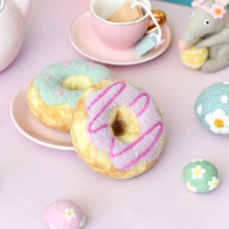 Felt Donut with pink drizzle