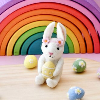 Tara Treasures | Felt Easter Toy or Decoration, Rabbit with Easter Egg