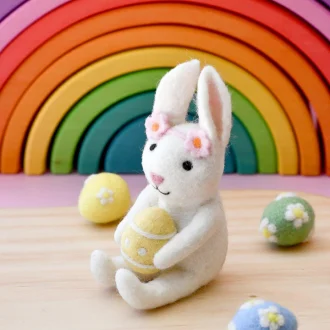 Tara Treasures | Felt Easter Toy or Decoration, Rabbit with Easter Egg