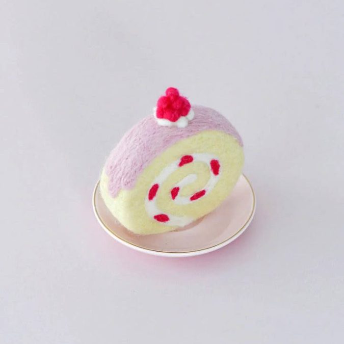 Tara Treasures | Felt Play Food, Strawberry Swiss Roll - Image 2