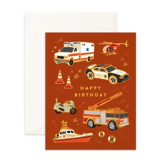 Fox & Fallow | Birthday Card, Emergency Vehicles