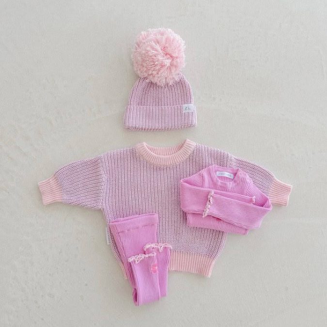 Baby beanie pink/purple